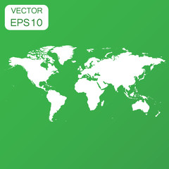World map icon. Business concept world map pictogram. Vector illustration on green background.