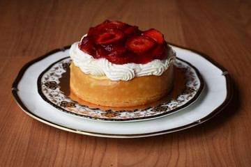 cake with strawberry topping