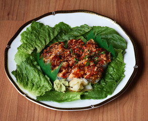 Sushi on a bed of lettuce
