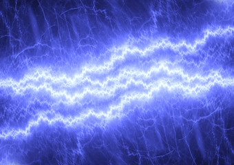 Blue lightning, abstract electrical and power background