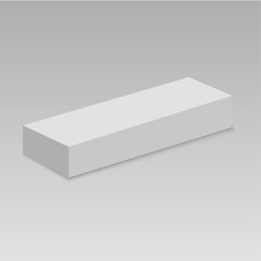 Blank horizontal paper box template standing on white background. Vector illustration