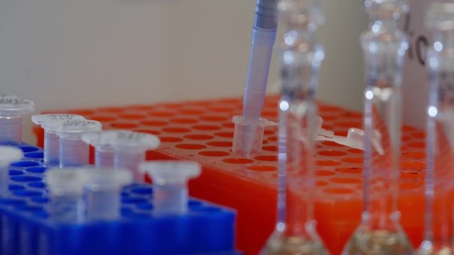 Flask and Tubes in Laboratory Ultra Sonic Devices Rotating and Destilling Chemicals