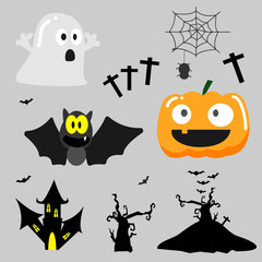 Fototapeta premium Halloween cartoon style Vector set