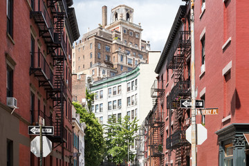Gay Street and Waverly Place intersection in the historic Greenwich Village neighborhood of...