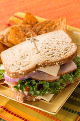 Lunch Sandwich Healthy Food Turkey Ham on Wheat Bread