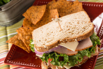 Close Up Turkey Ham Healthy Lunch Sandwich