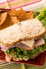 Healthy Lunch Food Sandwich Turkey Ham With Chips