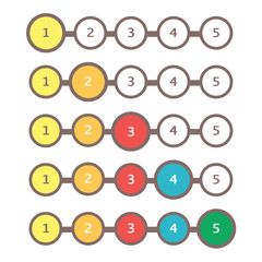 Progress bar set. Loading status bar web indicator. Process download step by step.