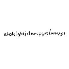 Hand drawn dry brush font. Modern brush lettering. Grunge style alphabet. Vector illustration.