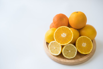 orange with half of orange isolated on the white background