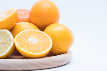 orange with half of orange isolated on the white background