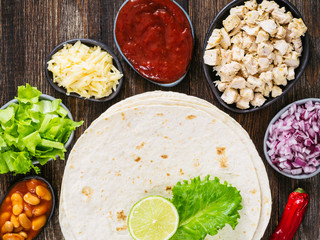 mexican tortilla with mix of ingredients