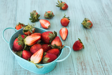 Strawberries on Blue Background
