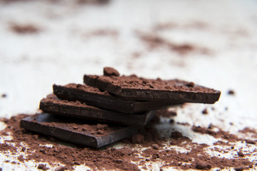 Pile of dark chocolate
