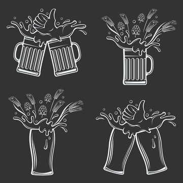 illustration of beer glasses on black background