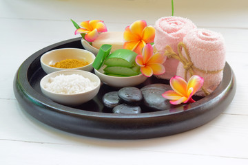 Thai massage, spa and massage set, in vintage color.