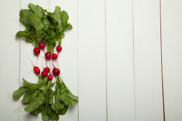 Radishes on a white background