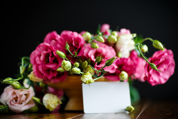 Beautiful bouquet of pink lisianthus flowers