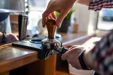 Barista coffee grinder and grains