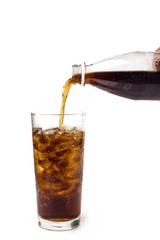 Cola in glass isolated on white background