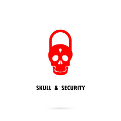  Human skull silhouettes and master key icon.Human skull and padlock tattoo logo design vector template.Master key,lock,padlock and skull front face logo