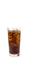 Cola in glass isolated on white background