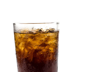 Cola in glass isolated on white background
