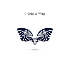 G-letter sign and angel wings.Monogram wing vector logo template.Classic emblem.
