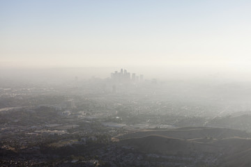 Fototapeta na wymiar Thick summer smog smothering Los Angeles and Southern California. 