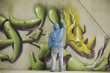 Graffiti artist painting