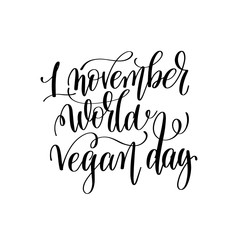 1 november world vegan day - hand lettering inscription
