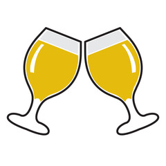 Isolated pair of beer glasses, Vector illustration