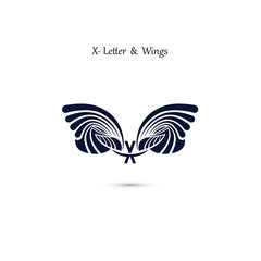 X-letter sign and angel wings.Monogram wing vector logo template.Classic emblem.