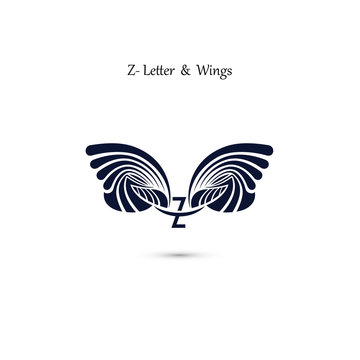 Z-letter sign and angel wings.Monogram wing vector logo template.Classic emblem.