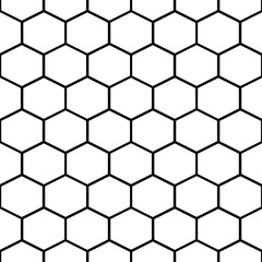 Honey comb cells vector seamless pattern. Hexagon tile background in black and white. - obrazy, fototapety, plakaty