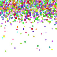 Multicolored paper confetti on white background. Realistic holiday decorations flying. Background for holiday cards, greetings. Colorful flying falling the elements of decoration of the celebration.