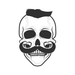 Human skull on white background. Design element for logo, label, emblem, sign. Vector illustration