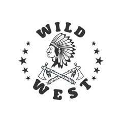 Wild west party emblem template. Design element for logo, label, emblem, sign. Vector illustration