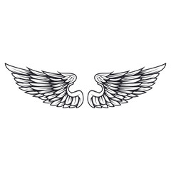 Wings isolated on white background. Design elements for logo, label, emblem, sign. Vector illustration