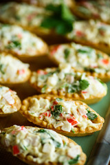 Tartlets with crab stuffing