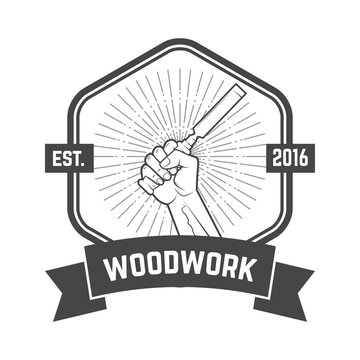Carpentry service emblem. Vector illustration