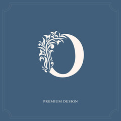 Elegant letter O. Graceful royal style. Calligraphic beautiful logo. Vintage drawn emblem for book design, brand name, business card, Restaurant, Boutique, Hotel. Vector illustration