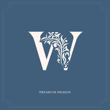 Elegant letter W. Graceful royal style. Calligraphic beautiful logo. Vintage drawn emblem for book design, brand name, business card, Restaurant, Boutique, Hotel. Vector illustration