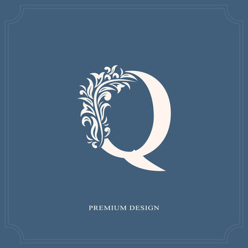 Elegant letter Q. Graceful royal style. Calligraphic beautiful logo. Vintage drawn emblem for book design, brand name, business card, Restaurant, Boutique, Hotel. Vector illustration
