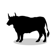 Bull buffalo farm mammal black silhouette animal