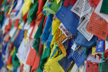 colorful tibetan prayer flags in Nepal