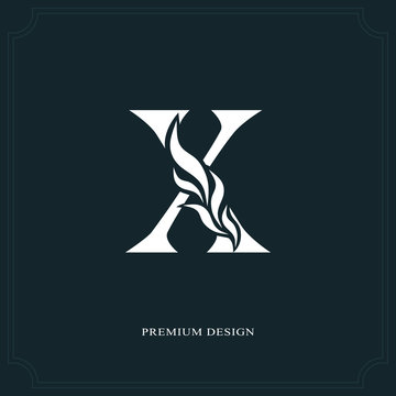 Elegant letter X. Graceful royal style. Calligraphic beautiful logo. Vintage drawn emblem for book design, brand name, business card, Restaurant, Boutique, Hotel. Vector illustration