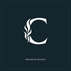 Elegant letter C. Graceful royal style. Calligraphic beautiful logo. Vintage drawn emblem for book design, brand name, business card, Restaurant, Boutique, Hotel. Vector illustration