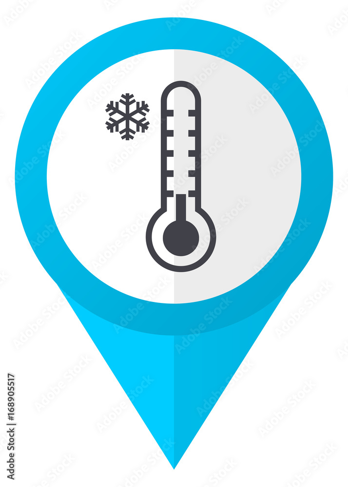 Poster cold thermometer blue pointer icon