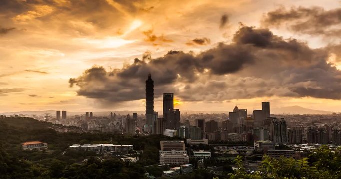 taiwan taipei 101 sunset timelapse skyline